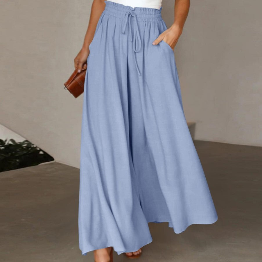 Loose linen pants for women with elastic and side pockets Lune London