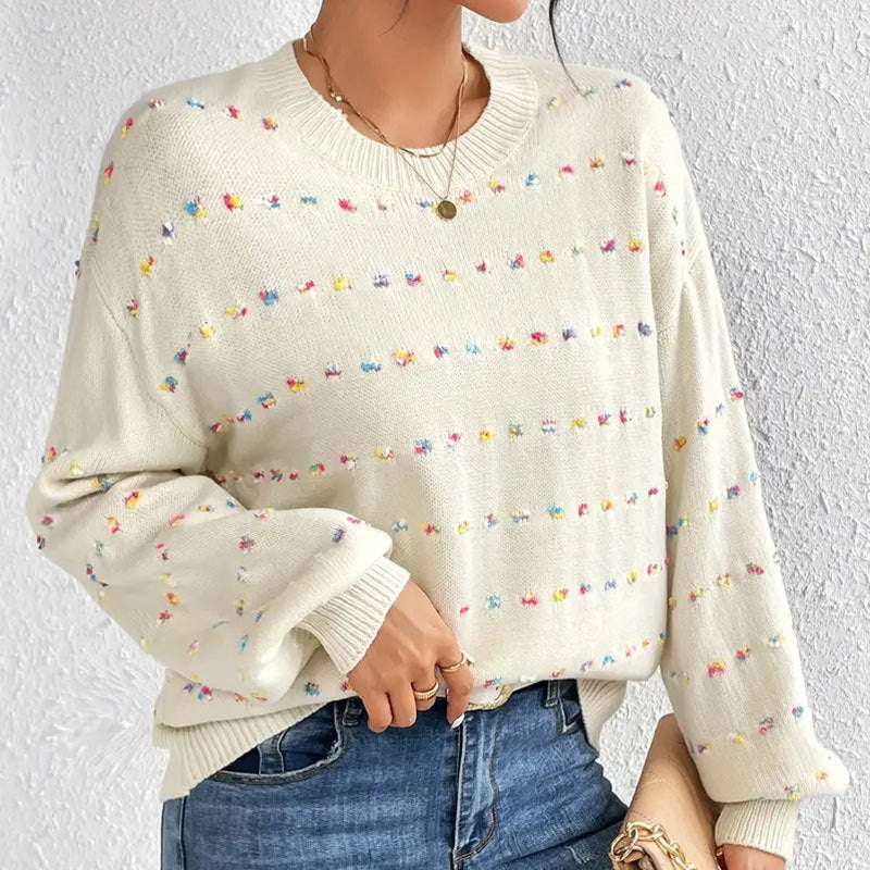 Sweat en tricot pour femmes avec un motif de nœud coloré et coupe décontractée Chic & Stil