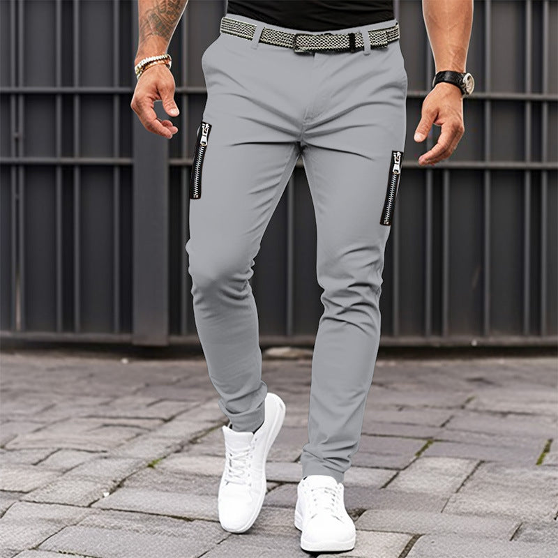 Trendy Slim-Fit Pants for Men with Zippered Pockets Lune London