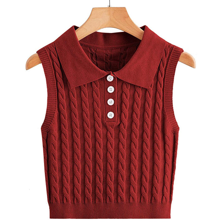 Women knitted tank top with Lune London collar