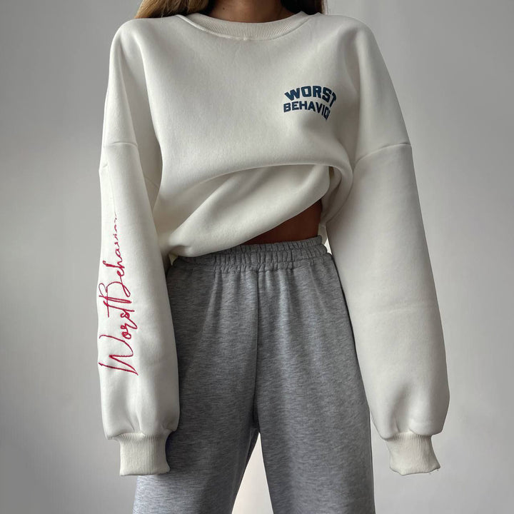 Women's Oversized Sweatshirt with Creative Retro Print Lune London