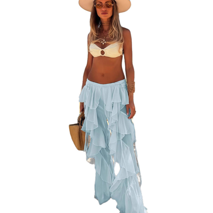 Women Airy Palazzo Pants with Ruffle Details Lune London