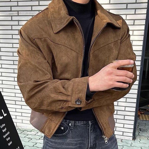 Men's Casual Transitional Jacket Made Of Soft Synthetic Leather with Zipper Lune London