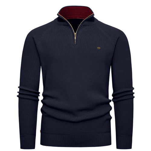High-quality knitted sweater for men with turtle neck and modern zipper Lune London