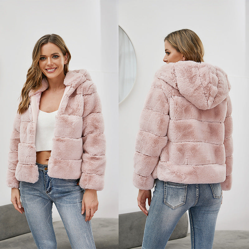 Ladies soft fleece jacket with hood Lune London