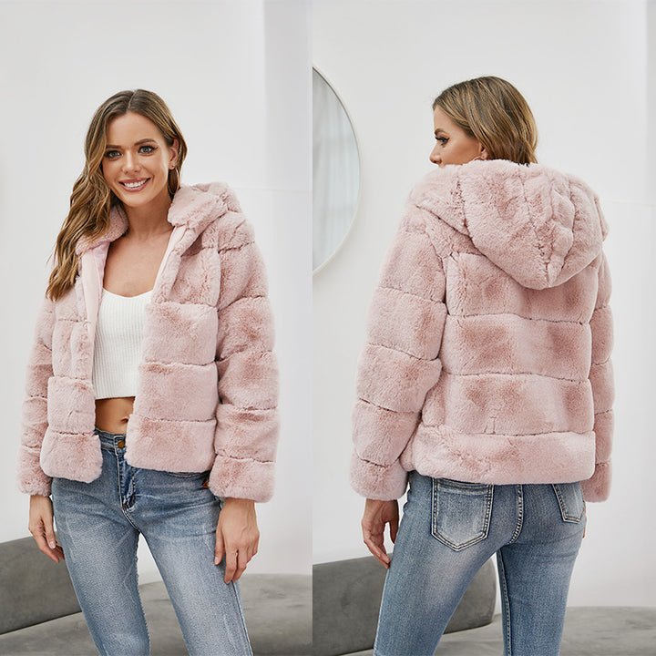 Ladies soft fleece jacket with hood Lune London