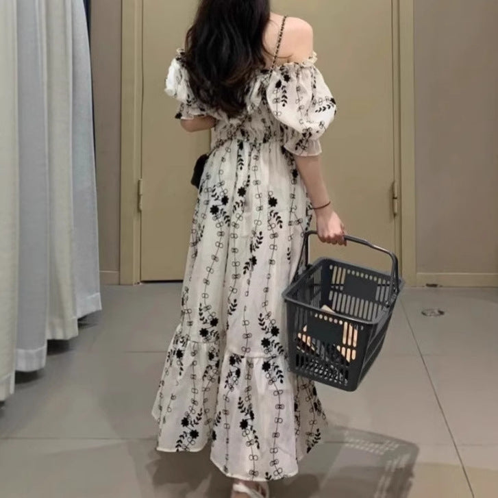 Boho maxi dress for women with elastic top and voluminous sleeves Lune London