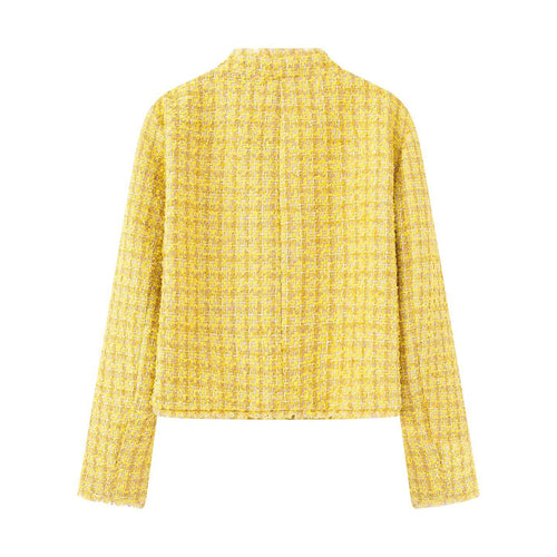 Elegant tweed jacket for women with fringes and luxurious buttons Lune London