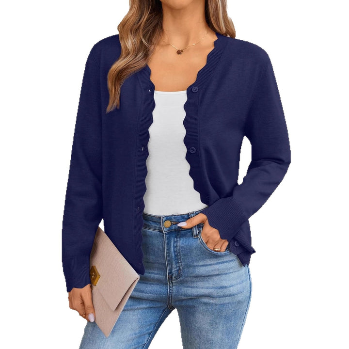 Women casual knit cardigan with wavy edge Lune London