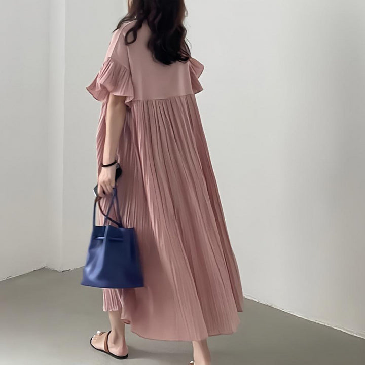 Fluid maxi dress for women with gathered edges Lune London