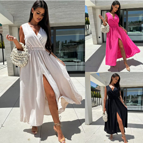 Elegant maxi dress for women with front slit Lune London