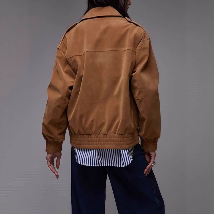Trendy bomber jacket for women with elastic waist and large pockets Lune London