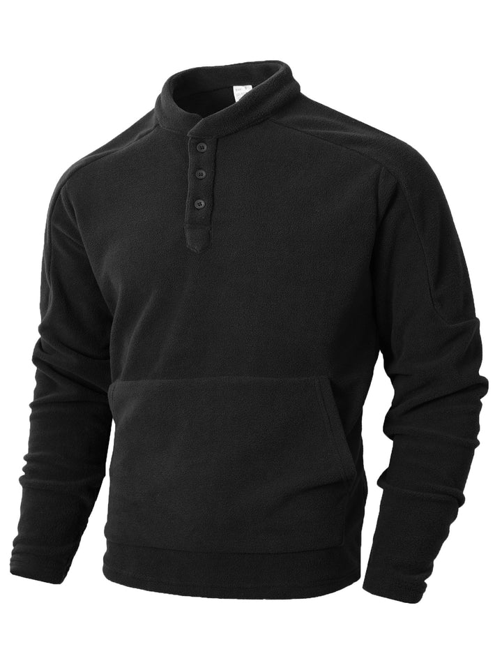 Men's fleece pullover with a stylish high collar and practical buttons Lune London