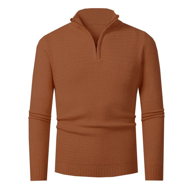 Elegant knitted sweater for men with zip and textured wave design Lune London