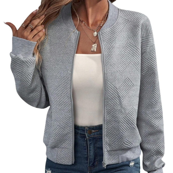 Ladies sporty quilted jacket with high collar and zipper Lune London