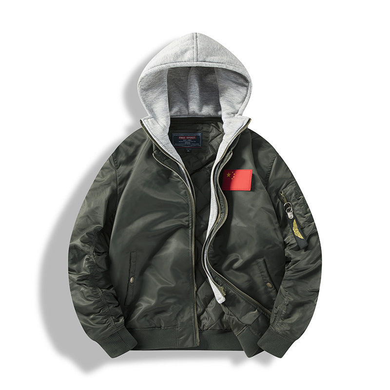 Functional bomber jacket for men with removable hood Lune London