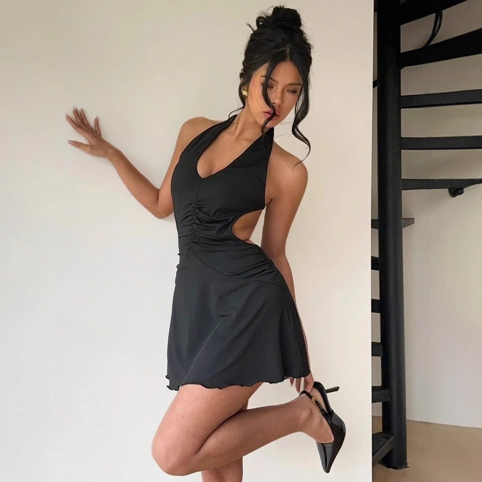 Mini dress for women with deep V-neck and side cut Lune London