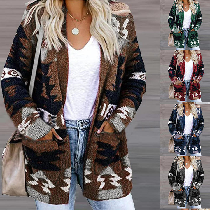 Ladies elegant cardigan with asymmetrical pattern and patch pockets Lune London