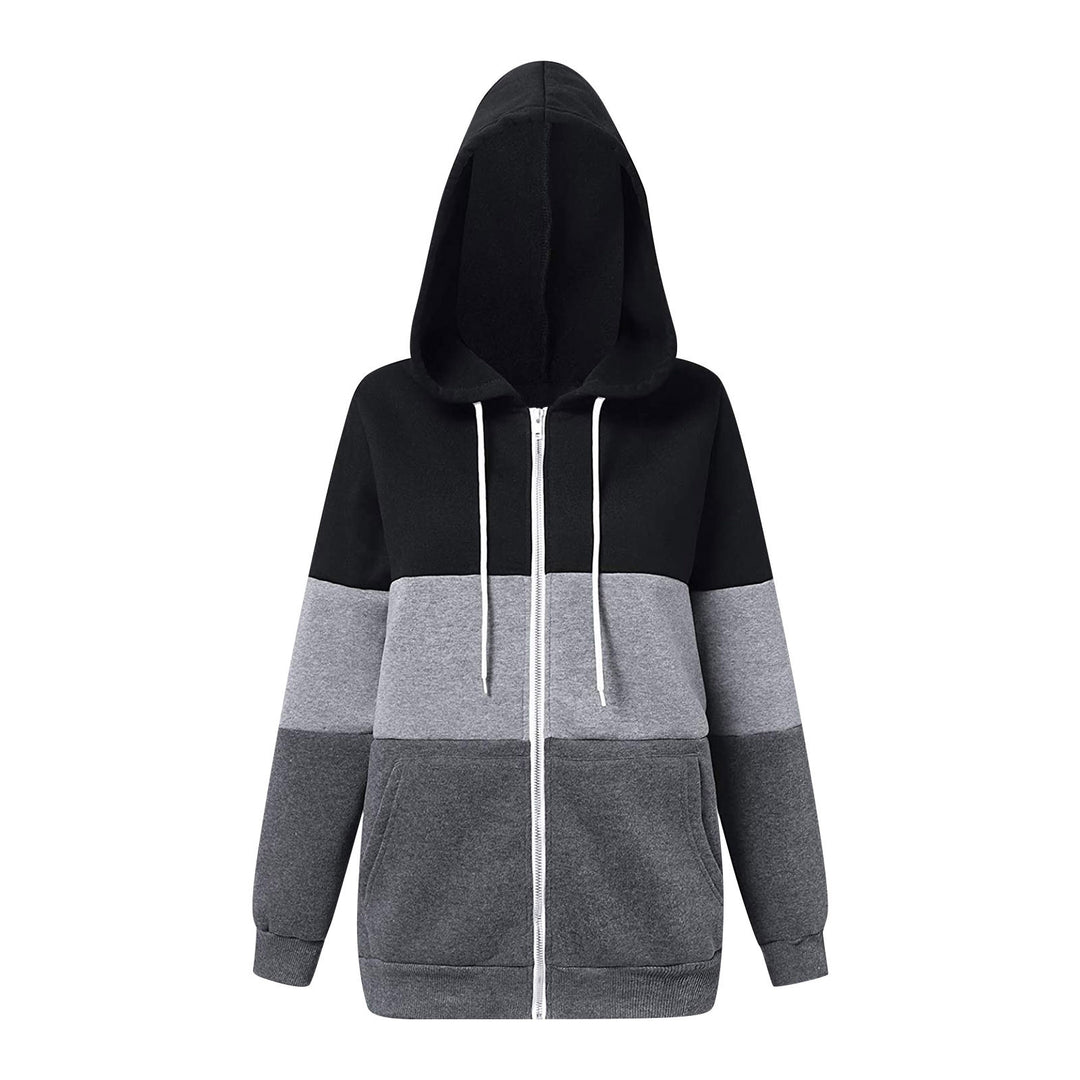 Comfortable hooded sweatshirt for women with a fashionable color block design Lune London