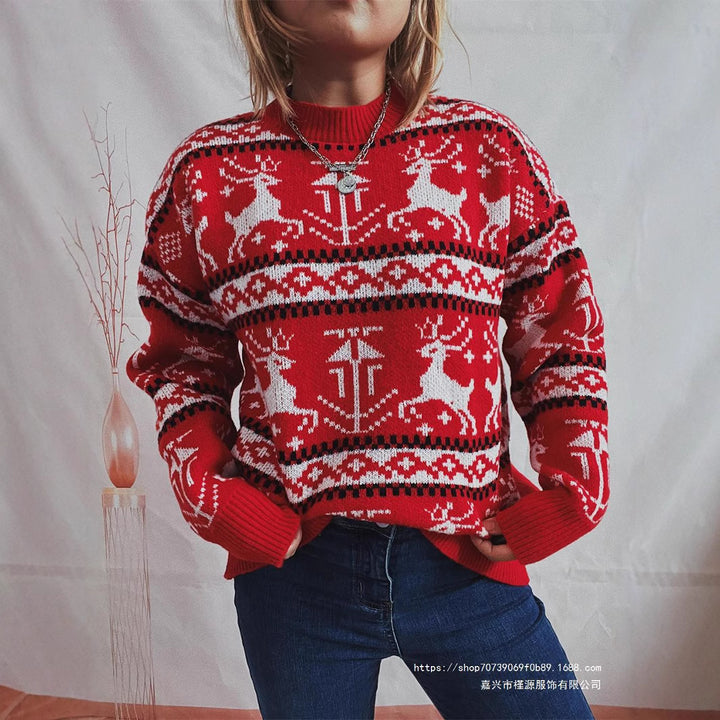 Christmas jumper for women with festive Norwegian pattern and round neckline Lune London