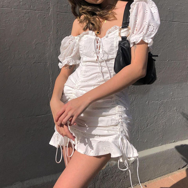 Ladies refined summer cut with ruffle and lace details Lune London