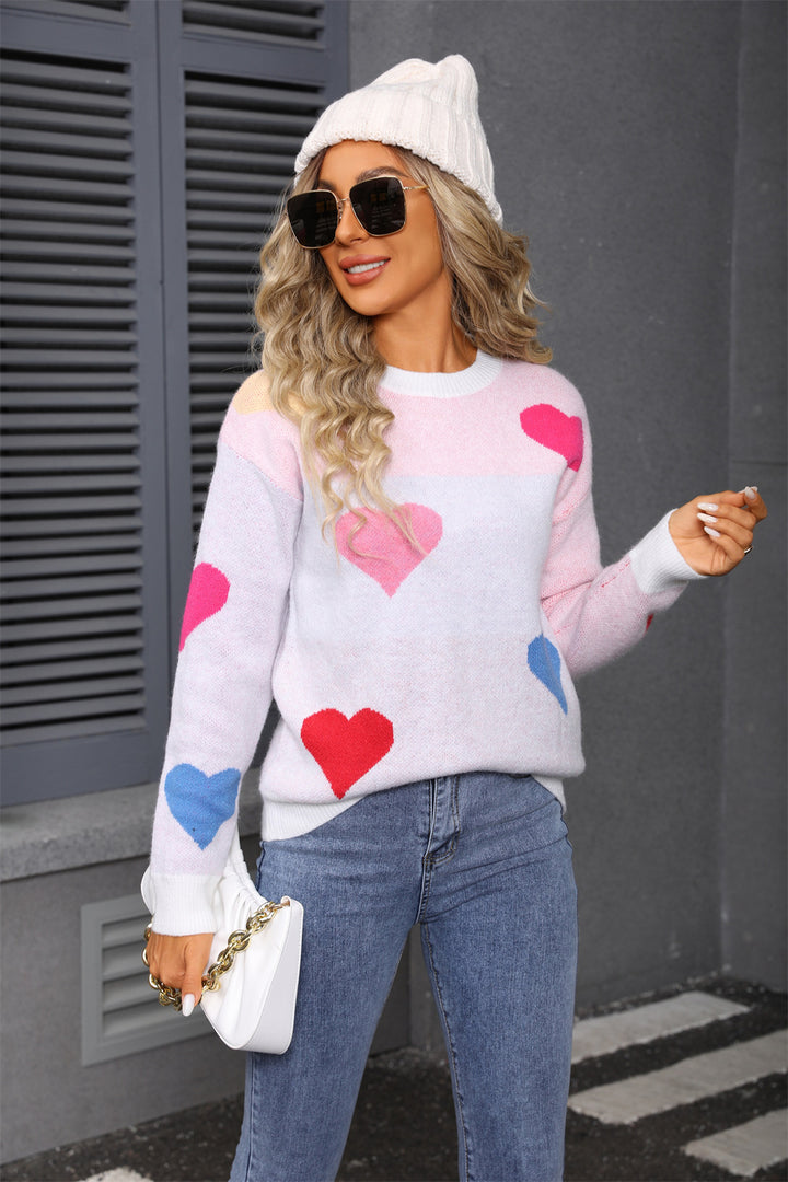 Pull confortable pour femme avec motifs en cœur et surface texturée Chic & Stil