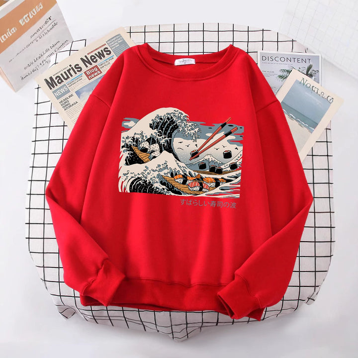 Sweat-shirt femme avec design de vague artistique et coupe confortable Chic & Stil