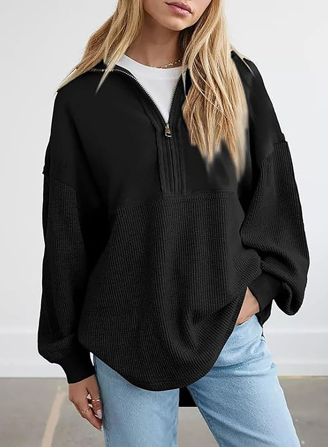 Women's casual sweatshirt with high collar and textured design Lune London