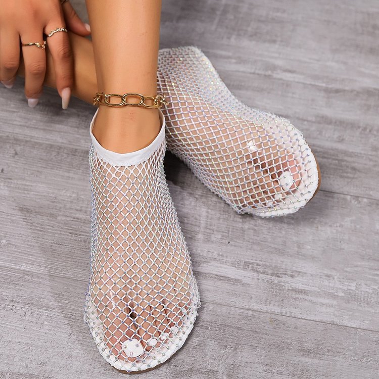 Glamorous ladies mesh shoes with rhinestone embellishments Lune London
