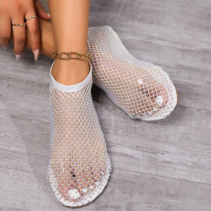 Glamorous ladies mesh shoes with rhinestone embellishments Lune London