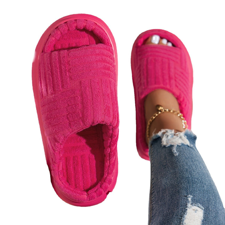 Ladies plush slippers with slip-resistant sole and soft cushioned insole Lune London