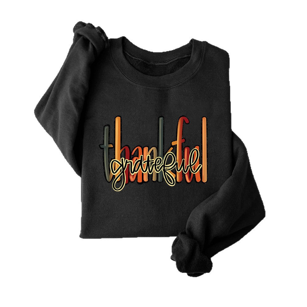 Sweatshirt pour femmes avec lettrage créatif "thankful" et coupe confortable Chic & Stil