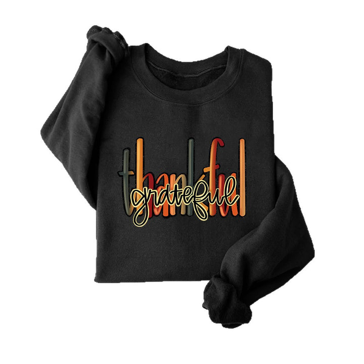 Sweatshirt pour femmes avec lettrage créatif "thankful" et coupe confortable Chic & Stil