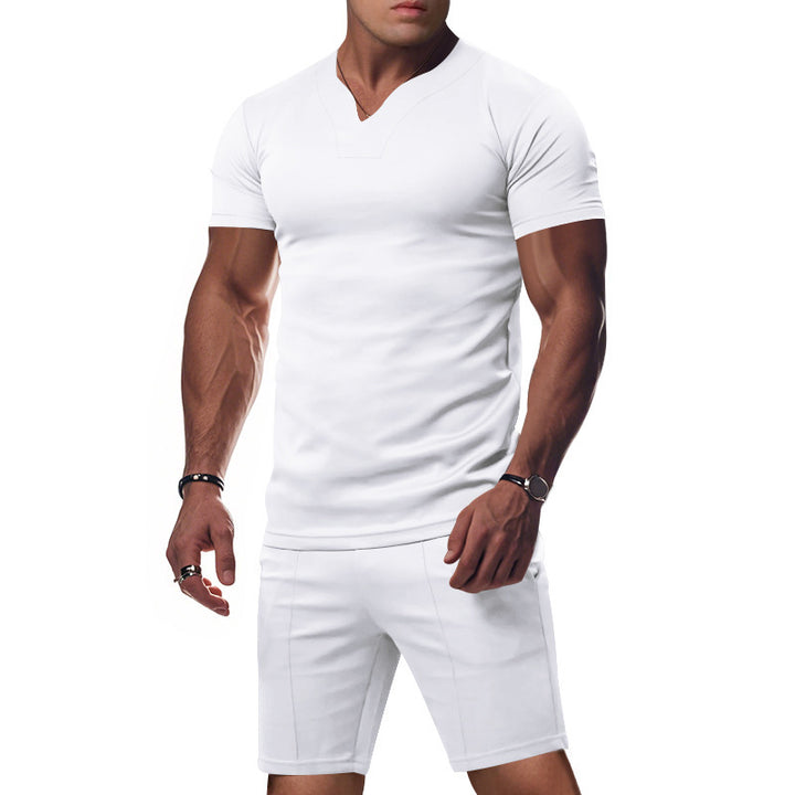 Men's sporty V-neck T-shirt with fitted cut Lune London