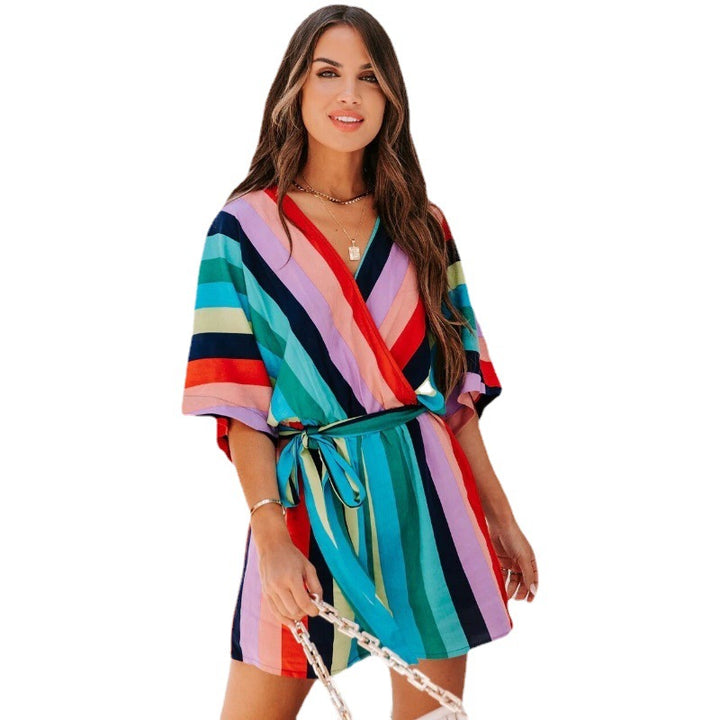Ladies leisure chic striped playsuit and style