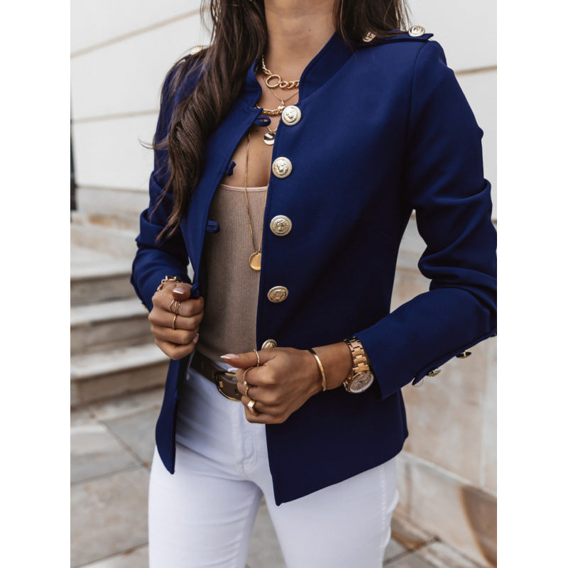 Trendy women's blazer with gold buttons and slim fit Lune London