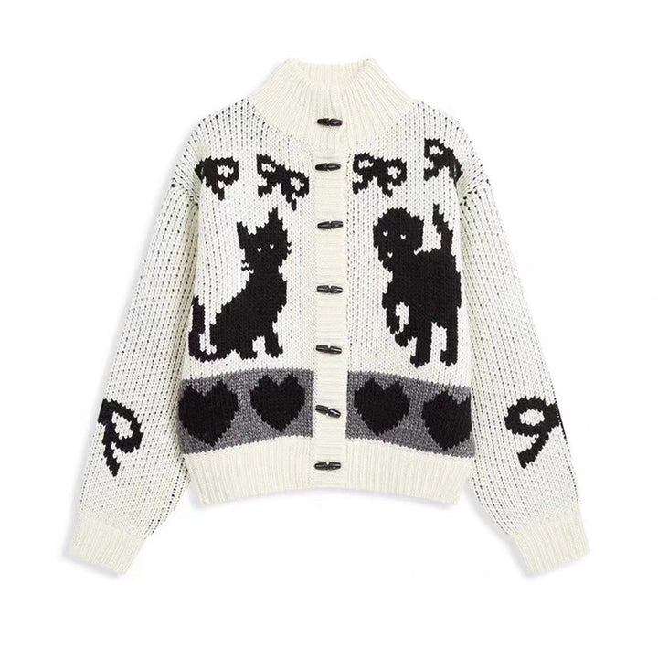 Cardigan femme avec des motifs animaux tendance et col haut Chic & Stil