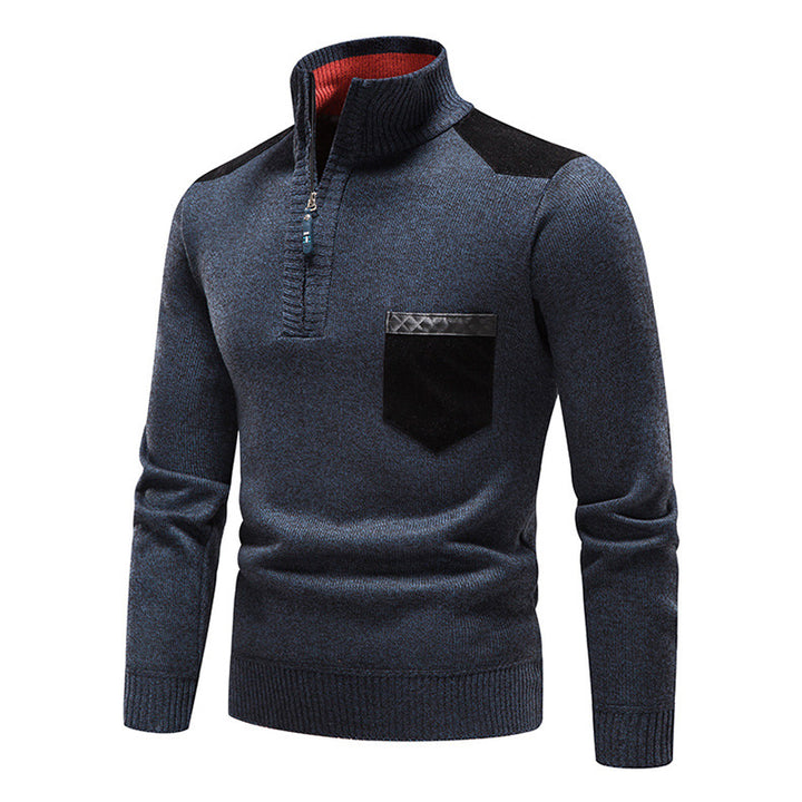 High-quality knitted sweater for men with modern zipper and practical chest pocket Lune London