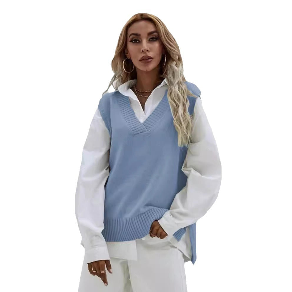 Robe en tricot pour femmes avec col en V et design décontracté Chic & Stil