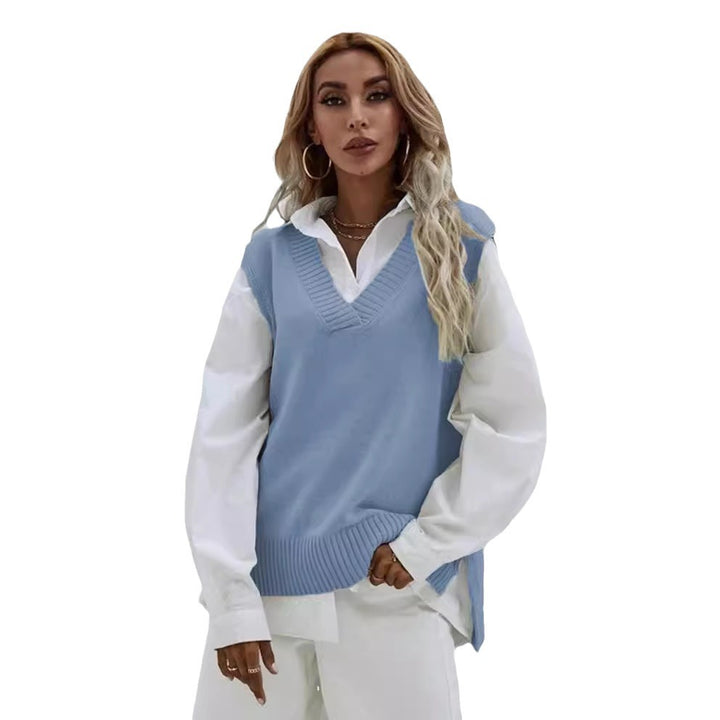 Robe en tricot pour femmes avec col en V et design décontracté Chic & Stil