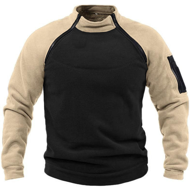 Fleece pullover for men with high collar and functional pockets Lune London