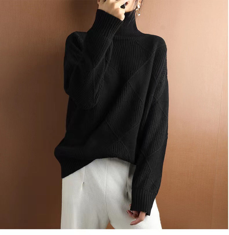 Oversized sweater for women with high collar and structured design Lune London