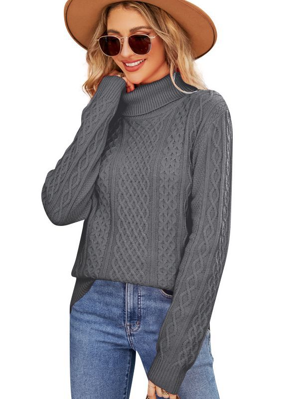 Ladies Elegant Thick Knit Pullover with High Neck Lune London