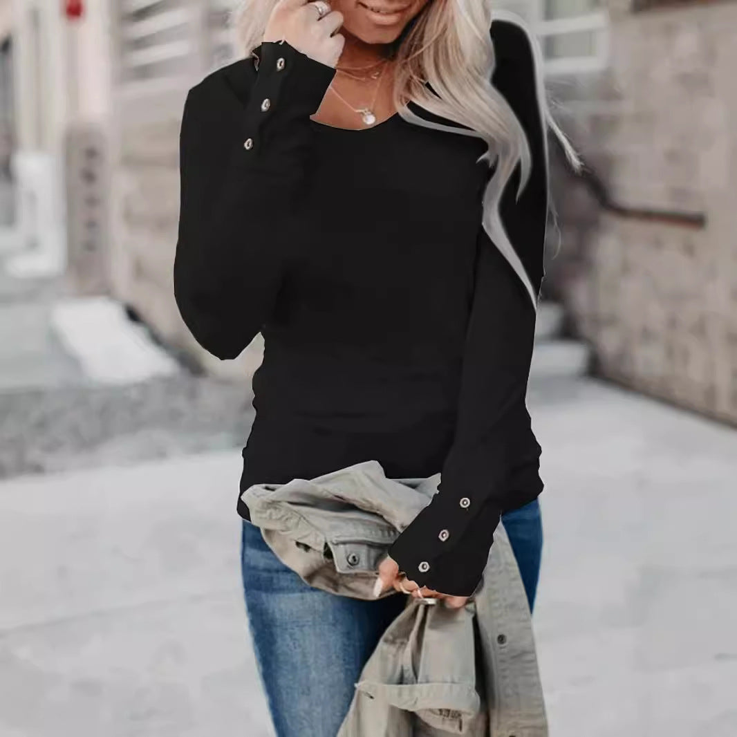 Long sleeve blouse for women with elegant button details Lune London