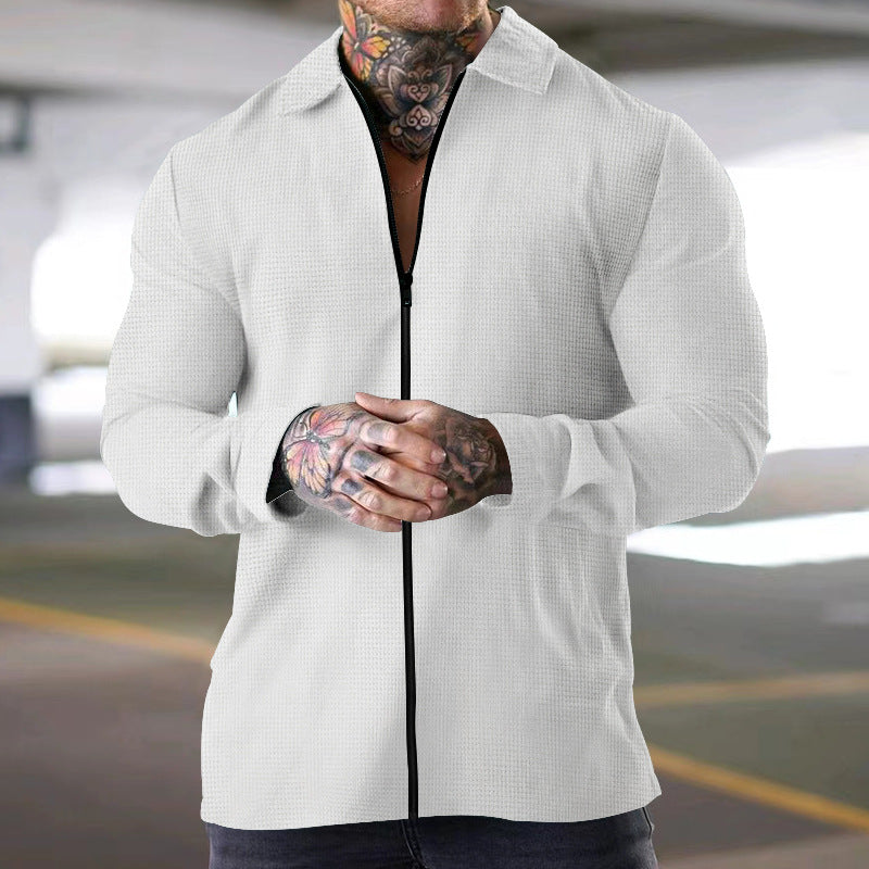 Long sleeve shirt for men with zipper and structured material Lune London