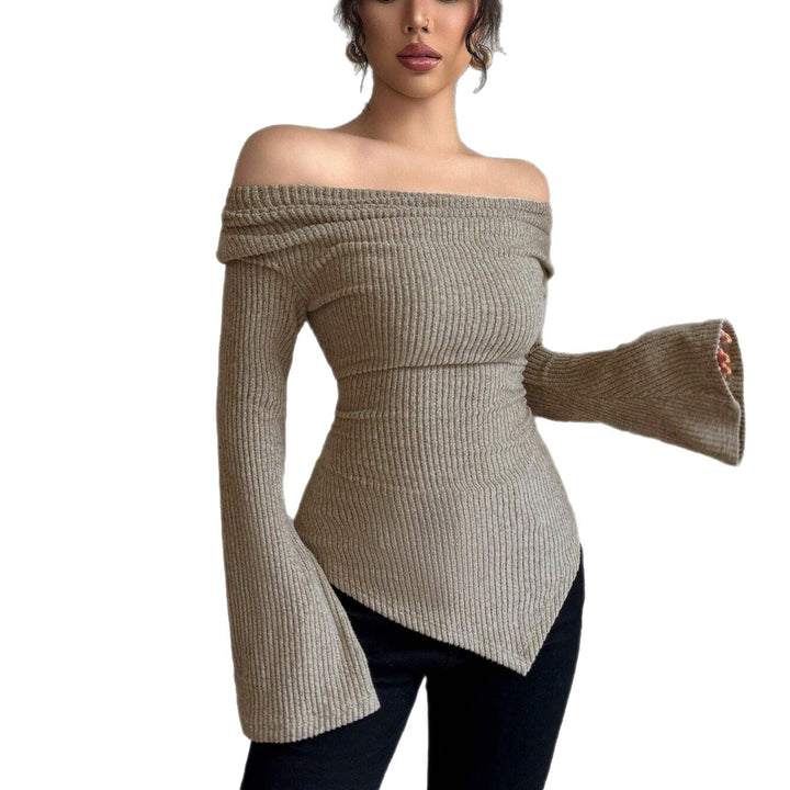 Long sleeve women's shirt with ribbed structure and wide sleeves Lune London