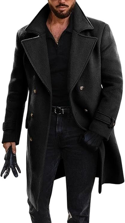 Elegant long coat for men with double-breasted Lune London