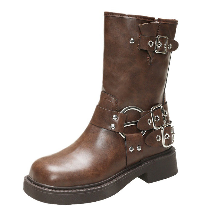 Ladies' boots with fashionable buckles and non-slip sole Lune London