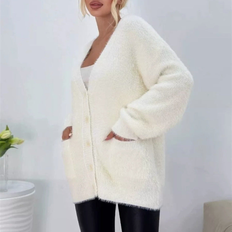Ladies cardigan in cozy viscose with applied pockets Lune London