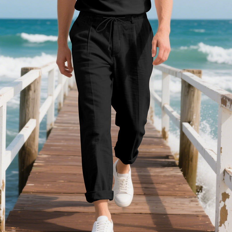 Casual chino pants for men with elastic waistband and practical side pockets Lune London